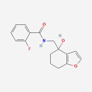 molecular formula C16H16FNO3 B2864902 2-fluoro-N-((4-hydroxy-4,5,6,7-tetrahydrobenzofuran-4-yl)methyl)benzamide CAS No. 2319803-93-3