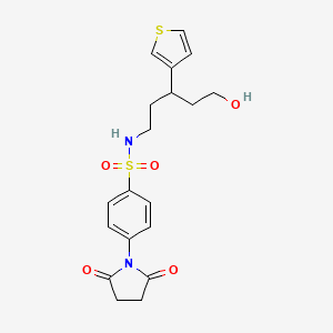 molecular formula C19H22N2O5S2 B2864903 S-[4-(2,5-二氧代吡咯烷-1-基)苯基]-5-羟基-3-(噻吩-3-基)戊烷-1-磺酰胺 CAS No. 2097862-06-9