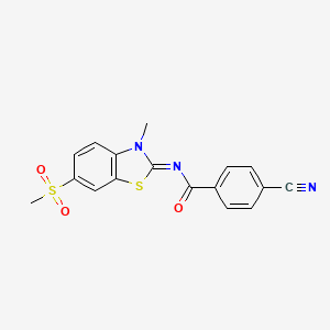 molecular formula C17H13N3O3S2 B2864904 (Z)-4-氰基-N-(3-甲基-6-(甲基磺酰基)苯并[d]噻唑-2(3H)-亚甲基)苯甲酰胺 CAS No. 683237-75-4