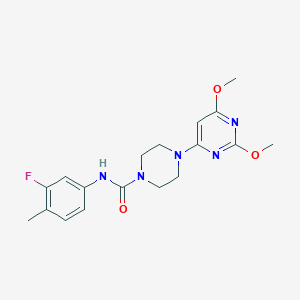 molecular formula C18H22FN5O3 B2864910 4-(2,6-二甲氧嘧啶-4-基)-N-(3-氟-4-甲苯基)哌嗪-1-甲酰胺 CAS No. 1021262-66-7
