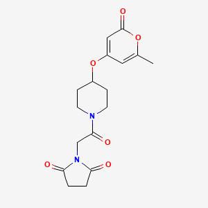 molecular formula C17H20N2O6 B2864914 1-(2-(4-((6-methyl-2-oxo-2H-pyran-4-yl)oxy)piperidin-1-yl)-2-oxoethyl)pyrrolidine-2,5-dione CAS No. 1798542-23-0