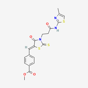 (Z)-methyl 4-((3-(3-((4-methylthiazol-2-yl)amino)-3-oxopropyl)-4-oxo-2-thioxothiazolidin-5-ylidene)methyl)benzoate