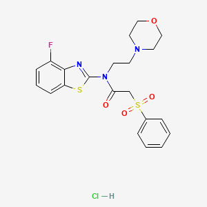 molecular formula C21H23ClFN3O4S2 B2864927 N-(4-fluorobenzo[d]thiazol-2-yl)-N-(2-morpholinoethyl)-2-(phenylsulfonyl)acetamide hydrochloride CAS No. 1215564-68-3