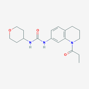 molecular formula C18H25N3O3 B2864935 1-(1-丙酰-1,2,3,4-四氢喹啉-7-基)-3-(四氢-2H-吡喃-4-基)脲 CAS No. 2034620-90-9