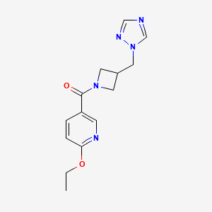 molecular formula C14H17N5O2 B2864956 (3-((1H-1,2,4-三唑-1-基)甲基)氮杂环丁-1-基)(6-乙氧基吡啶-3-基)甲酮 CAS No. 2309711-38-2