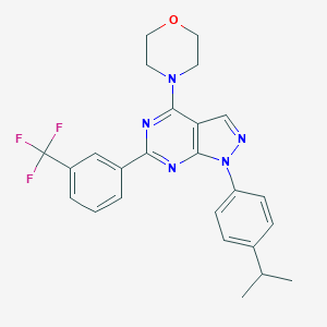 molecular formula C25H24F3N5O B286496 4-[1-(4-Propan-2-ylphenyl)-6-[3-(trifluoromethyl)phenyl]pyrazolo[3,4-d]pyrimidin-4-yl]morpholine 