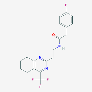 2-(4-Fluorophenyl)-N-[2-[4-(trifluoromethyl)-5,6,7,8-tetrahydroquinazolin-2-yl]ethyl]acetamide