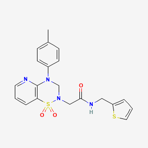 molecular formula C20H20N4O3S2 B2864964 2-(1,1-dioxido-4-(p-tolyl)-3,4-dihydro-2H-pyrido[2,3-e][1,2,4]thiadiazin-2-yl)-N-(thiophen-2-ylmethyl)acetamide CAS No. 1251692-68-8