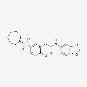 molecular formula C20H23N3O6S B2864985 2-[5-(azepan-1-ylsulfonyl)-2-oxopyridin-1(2H)-yl]-N-1,3-benzodioxol-5-ylacetamide CAS No. 1251609-34-3