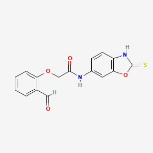 molecular formula C16H12N2O4S B2864987 2-(2-Formylphenoxy)-N-(2-sulfanylidene-3H-1,3-benzoxazol-6-yl)acetamide CAS No. 1808422-84-5