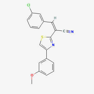molecular formula C19H13ClN2OS B2864989 (Z)-3-(3-chlorophenyl)-2-(4-(3-methoxyphenyl)thiazol-2-yl)acrylonitrile CAS No. 476669-69-9