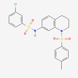 molecular formula C22H21ClN2O4S2 B2864994 3-chloro-N-(1-tosyl-1,2,3,4-tetrahydroquinolin-7-yl)benzenesulfonamide CAS No. 932364-87-9
