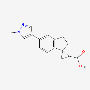 molecular formula C16H16N2O2 B2864998 6-(1-Methylpyrazol-4-yl)spiro[1,2-dihydroindene-3,2'-cyclopropane]-1'-carboxylic acid CAS No. 1955518-28-1