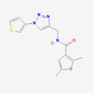 molecular formula C14H14N4O2S B2865006 2,5-dimethyl-N-((1-(thiophen-3-yl)-1H-1,2,3-triazol-4-yl)methyl)furan-3-carboxamide CAS No. 2034426-66-7