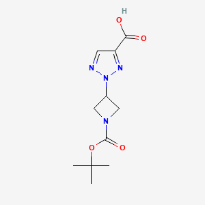 molecular formula C11H16N4O4 B2865019 2-[1-[(2-甲基丙烷-2-基)氧羰基]氮杂环丁烷-3-基]三唑-4-羧酸 CAS No. 2580223-22-7