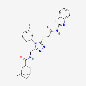 molecular formula C29H29FN6O2S2 B2865041 N-[[5-[2-(1,3-benzothiazol-2-ylamino)-2-oxoethyl]sulfanyl-4-(3-fluorophenyl)-1,2,4-triazol-3-yl]methyl]adamantane-1-carboxamide CAS No. 476439-98-2