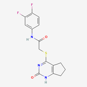 molecular formula C15H13F2N3O2S B2865042 N-(3,4-difluorophenyl)-2-[(2-oxo-1,5,6,7-tetrahydrocyclopenta[d]pyrimidin-4-yl)sulfanyl]acetamide CAS No. 946269-13-2