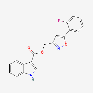 molecular formula C19H13FN2O3 B2865044 (5-(2-fluorophenyl)isoxazol-3-yl)methyl 1H-indole-3-carboxylate CAS No. 1203203-07-9