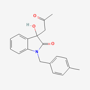 molecular formula C19H19NO3 B2865055 3-Hydroxy-1-(4-methylbenzyl)-3-(2-oxopropyl)indolin-2-one CAS No. 879043-22-8