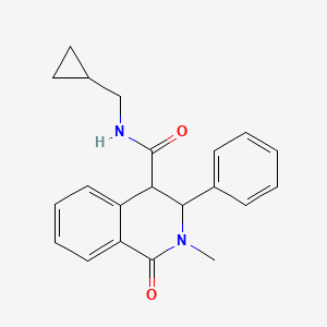 molecular formula C21H22N2O2 B2865060 N-(cyclopropylmethyl)-2-methyl-1-oxo-3-phenyl-1,2,3,4-tetrahydroisoquinoline-4-carboxamide CAS No. 2320957-99-9