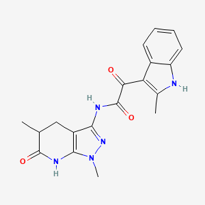 molecular formula C19H19N5O3 B2865064 N-(1,5-dimethyl-6-oxo-4,5,6,7-tetrahydro-1H-pyrazolo[3,4-b]pyridin-3-yl)-2-(2-methyl-1H-indol-3-yl)-2-oxoacetamide CAS No. 1203112-85-9