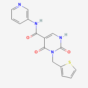 molecular formula C15H12N4O3S B2865066 2,4-二氧代-N-(吡啶-3-基)-3-(噻吩-2-基甲基)-1,2,3,4-四氢嘧啶-5-甲酰胺 CAS No. 1396879-28-9