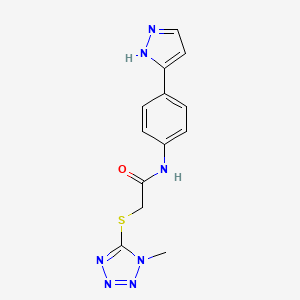 molecular formula C13H13N7OS B2865077 N-(4-(1H-pyrazol-3-yl)phenyl)-2-((1-methyl-1H-tetrazol-5-yl)thio)acetamide CAS No. 1206989-28-7