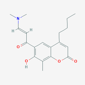 molecular formula C19H23NO4 B2865091 4-丁基-6-[3-(二甲氨基)丙烯酰基]-7-羟基-8-甲基-2H-色满-2-酮 CAS No. 1821457-39-9