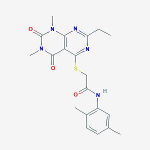 molecular formula C20H23N5O3S B2865092 N-(2,5-dimethylphenyl)-2-(7-ethyl-1,3-dimethyl-2,4-dioxopyrimido[4,5-d]pyrimidin-5-yl)sulfanylacetamide CAS No. 852169-46-1
