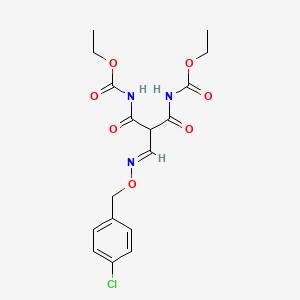 molecular formula C17H20ClN3O7 B2865097 ethyl N-{2-({[(4-chlorobenzyl)oxy]imino}methyl)-3-[(ethoxycarbonyl)amino]-3-oxopropanoyl}carbamate CAS No. 320420-04-0