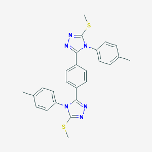 molecular formula C26H24N6S2 B286510 4-(4-methylphenyl)-3-{4-[4-(4-methylphenyl)-5-(methylsulfanyl)-4H-1,2,4-triazol-3-yl]phenyl}-5-(methylsulfanyl)-4H-1,2,4-triazole 