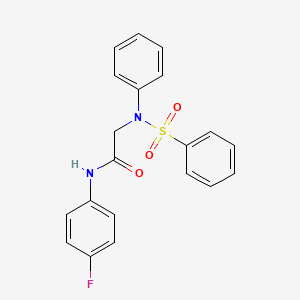 molecular formula C20H17FN2O3S B2865106 N-(4-氟苯基)-2-[(苯磺酰)苯胺基]乙酰胺 CAS No. 331727-06-1