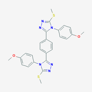 molecular formula C26H24N6O2S2 B286511 4-(4-methoxyphenyl)-3-{4-[4-(4-methoxyphenyl)-5-(methylsulfanyl)-4H-1,2,4-triazol-3-yl]phenyl}-5-(methylsulfanyl)-4H-1,2,4-triazole 