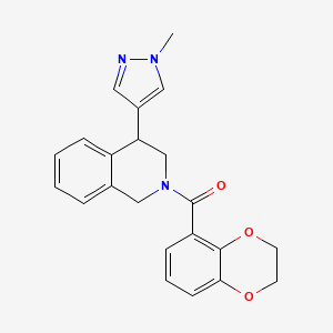 molecular formula C22H21N3O3 B2865131 (2,3-dihydrobenzo[b][1,4]dioxin-5-yl)(4-(1-methyl-1H-pyrazol-4-yl)-3,4-dihydroisoquinolin-2(1H)-yl)methanone CAS No. 2034338-47-9