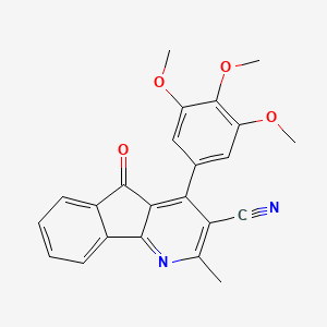 molecular formula C23H18N2O4 B2865133 2-methyl-5-oxo-4-(3,4,5-trimethoxyphenyl)-5H-indeno[1,2-b]pyridine-3-carbonitrile CAS No. 371203-61-1