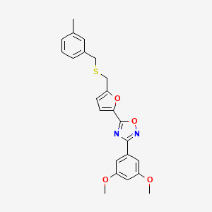 molecular formula C23H22N2O4S B2865138 3-(3,5-Dimethoxyphenyl)-5-(5-(((3-methylbenzyl)thio)methyl)furan-2-yl)-1,2,4-oxadiazole CAS No. 1114908-82-5