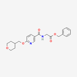 molecular formula C21H24N2O5 B2865141 2-(6-((四氢-2H-吡喃-4-基)甲氧基)烟酰胺)乙酸苄酯 CAS No. 2034617-31-5