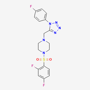 molecular formula C18H17F3N6O2S B2865149 1-((2,4-二氟苯基)磺酰基)-4-((1-(4-氟苯基)-1H-四唑-5-基)甲基)哌嗪 CAS No. 1049385-50-3