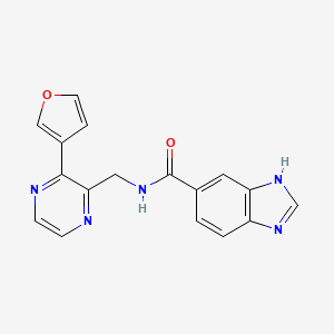molecular formula C17H13N5O2 B2865154 N-((3-(furan-3-yl)pyrazin-2-yl)methyl)-1H-benzo[d]imidazole-5-carboxamide CAS No. 2034500-37-1