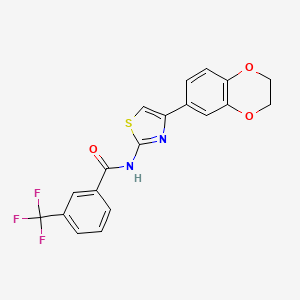 molecular formula C19H13F3N2O3S B2865161 N-[4-(2,3-dihydro-1,4-benzodioxin-6-yl)-1,3-thiazol-2-yl]-3-(trifluoromethyl)benzamide CAS No. 888410-16-0