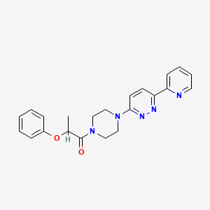 molecular formula C22H23N5O2 B2865167 2-苯氧基-1-(4-(6-(吡啶-2-基)哒嗪-3-基)哌嗪-1-基)丙انون CAS No. 1257551-42-0