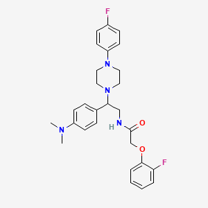molecular formula C28H32F2N4O2 B2865171 N-{2-[4-(dimethylamino)phenyl]-2-[4-(4-fluorophenyl)piperazin-1-yl]ethyl}-2-(2-fluorophenoxy)acetamide CAS No. 1005305-43-0