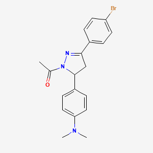molecular formula C19H20BrN3O B2865176 1-Acetyl-5-[4-(dimethylamino)phenyl]-3-(4-bromophenyl)-2-pyrazoline CAS No. 361480-89-9