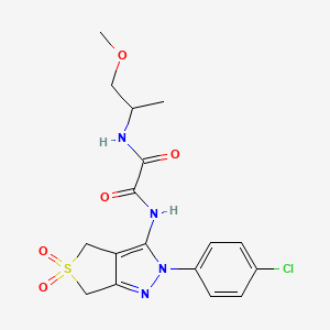 molecular formula C17H19ClN4O5S B2865177 N1-(2-(4-chlorophenyl)-5,5-dioxido-4,6-dihydro-2H-thieno[3,4-c]pyrazol-3-yl)-N2-(1-methoxypropan-2-yl)oxalamide CAS No. 899989-83-4
