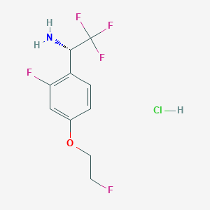 molecular formula C10H11ClF5NO B2865182 (1S)-2,2,2-Trifluoro-1-[2-fluoro-4-(2-fluoroethoxy)phenyl]ethanamine;hydrochloride CAS No. 2470279-95-7