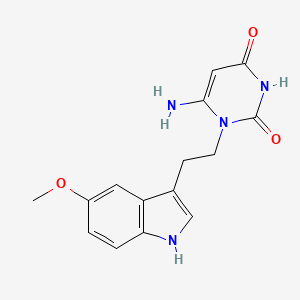 molecular formula C15H16N4O3 B2865185 6-amino-1-(2-(5-methoxy-1H-indol-3-yl)ethyl)pyrimidine-2,4(1H,3H)-dione CAS No. 879457-23-5