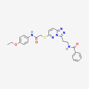 molecular formula C24H24N6O3S B2865186 N-(2-(6-((2-((4-乙氧基苯基)氨基)-2-氧代乙基)硫)-[1,2,4]三唑并[4,3-b]哒嗪-3-基)乙基)苯甲酰胺 CAS No. 872993-99-2
