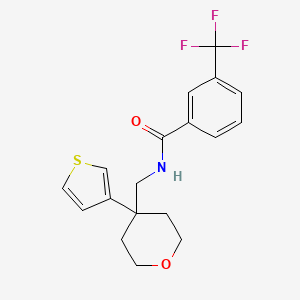 N-((4-(thiophen-3-yl)tetrahydro-2H-pyran-4-yl)methyl)-3-(trifluoromethyl)benzamide