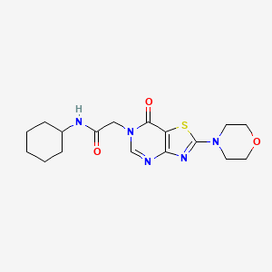 molecular formula C17H23N5O3S B2865190 N-cyclohexyl-2-(2-morpholino-7-oxothiazolo[4,5-d]pyrimidin-6(7H)-yl)acetamide CAS No. 1189904-51-5