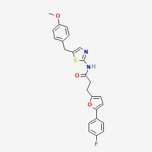 3-(5-(4-fluorophenyl)furan-2-yl)-N-(5-(4-methoxybenzyl)thiazol-2-yl)propanamide